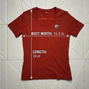 Ducati Corse Women’s Red Logo Tee Moto Racing Slim Fit - Small